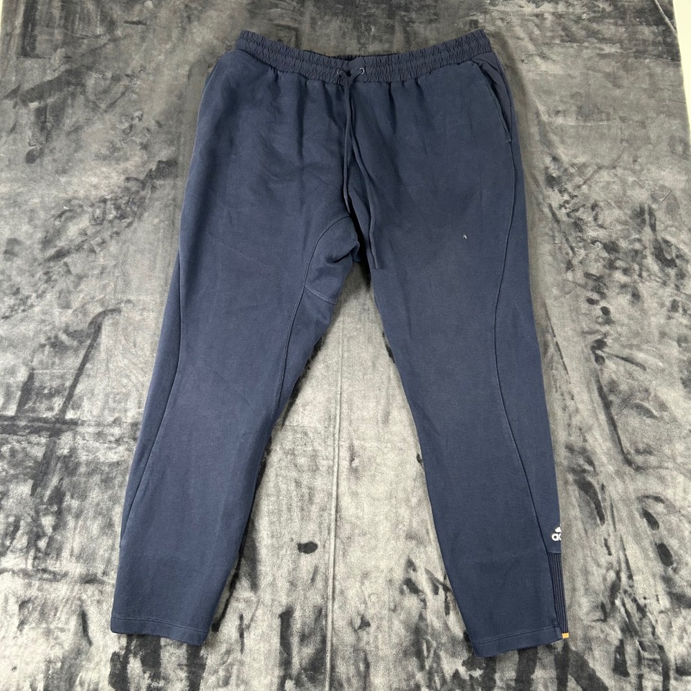 Adidas Sweatpants Mens 2XL Navy Blue Joggers Tapered Drawstring 3466